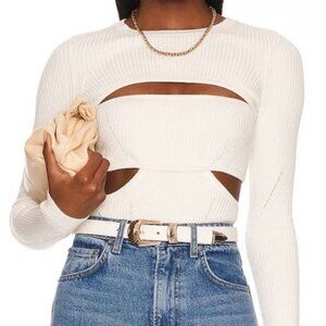 GRLFRND Kasia Chalk White Cutout Bandeau Long Sleeve Sweater Size Small